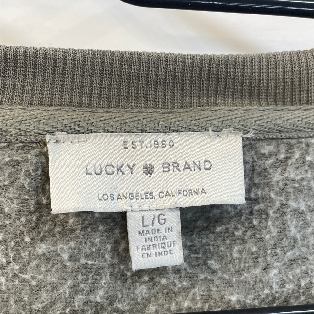 Lucky Brand Green Camouflage Crewneck Sweatshirt Size Large - Picture 3 of 8